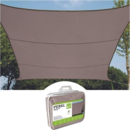 Perel Schattentuch, wasserabweisend, 3,6 x 3,6 m, 160 g/m², Polyester, quadratisch, taupe