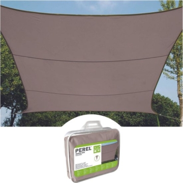 Perel Schattentuch, wasserabweisend, 3,6 x 3,6 m, 160 g/m², Polyester, quadratisch, taupe