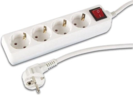 Perel Steckdose mit Schalter, 4 Steckdosen mit Schutzleiter (Typ F), Kabel 3 m, 3G1,5, Innenbereich, weiß