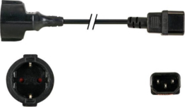 Perel Stromkabel, H05VV-F 3G1, 1,8 m, 2,5 A/230 V, 2500 W, Typ F auf C14, Innenbereich, PVC, schwarz