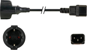 Perel Stromkabel, H05VV-F 3G1, 1,8 m, 2,5 A/230 V, 2500 W, Typ F auf C14, Innenbereich, PVC, schwarz