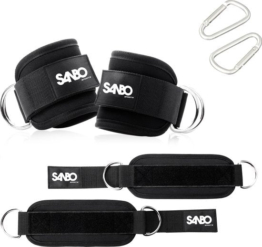 Sanbo Knöchelriemen - Inkl. 2 Karabiner - Knöchelmanschettenband - Sport Kickback - Knöchelriemen Fitness - Schwarz
