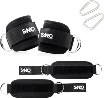 Sanbo Knöchelriemen - Inkl. 2 Karabiner - Knöchelmanschettenband - Sport Kickback - Knöchelriemen Fitness - Schwarz