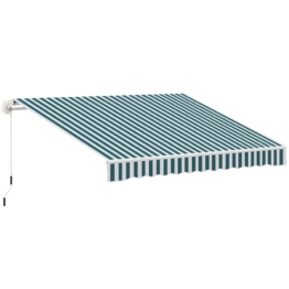 Sunny Manuelle Gelenkarmmarkise Markise 4m mit Handkurbel Alu Weiß+Grün 395 x 245 cm