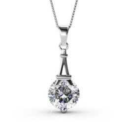 Yolora Damen Halskette mit Kalpa Camaka Kristall Anhänger - Farbe Silber - 18K Weißgold plattiert - Geschenkbox - Muttertagsgeschenk
