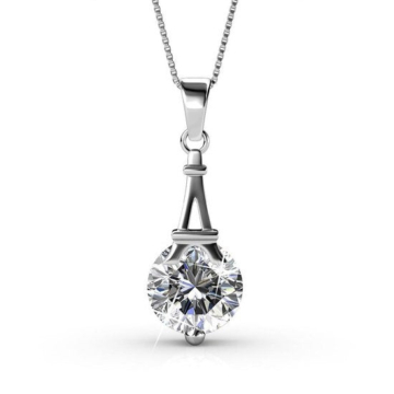 Yolora Damen Halskette mit Kalpa Camaka Kristall Anhänger - Farbe Silber - 18K Weißgold plattiert - Geschenkbox - Muttertagsgeschenk