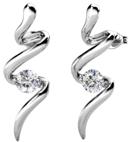 Yolora Damen Ohrringe mit Kalpa Camaka Kristallen - Farbe Silber - 18K Weißgold plattiert - Ohrstecker