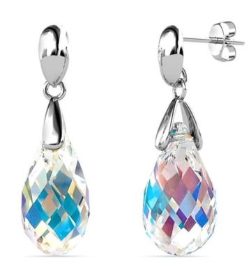 Yolora Damen Ohrringe mit Kalpa Camaka Kristallen - Silber - 18K Weißgold vergoldet