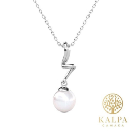 Yolora Damenhalskette mit Anhänger - Perle und Kalpa Camaka Kristalle - Silber - 18K Weißgold vergoldet - Damenhalskette Silber - Schmuck - Luxuriöse Geschenkbox - Geschenkbox - Exklusive Geschenkbox - Schöne Geschenkverpackung
