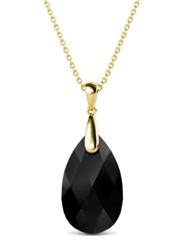 Yolora Damenhalskette mit Anhänger - Schwarzer Kalpa Camaka Kristall - Farbe Gold - 18K Gelbgold vergoldet - Damenhalskette Gold - Halskette - Schmuck - Luxuriöse Geschenkbox - Geschenkbox - Schöne Geschenkverpackung - Exklusive Geschenkverpackung