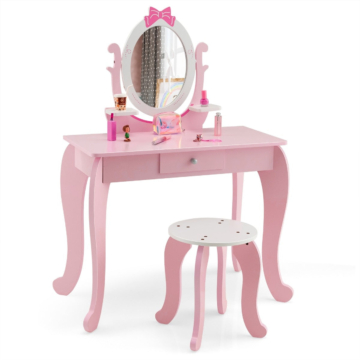 Coast 2-in-1 Frisiertisch-Set - Holz - Mit Hocker und Spiegel - 3-7 Jahre alt