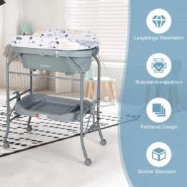 Coast Baby -Wickeltisch mit Badewanne tragbarer Zeigertisch mit PVC-Träger grau