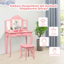 Coast Frisiertisch Frisiertisch und Hocker Set für Kinder 70 x 34 x 103 cm rosa