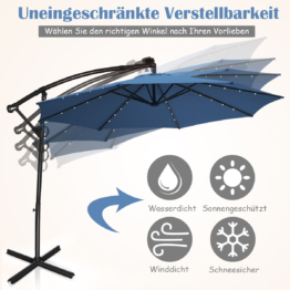 Coast Sonnenschirm mit LED-Solarbeleuchtung rotierende Ampel für Garten Ø 300 cm blau