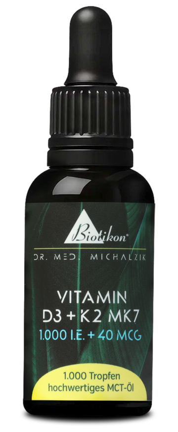 Vitamin D3 + K2 Tropfen | 1000 I.E. + 40 μg MK7 all-trans | 30 ml (1000 Tropfen) | Dr. med. Michalzik