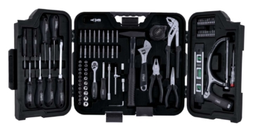Werkzeugkoffer WZB99-BE Scheppach - 90-tlg. Werkzeugset bestückt | Klappkoffer | Universal Handwerkzeug