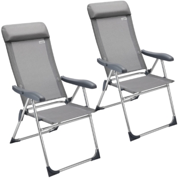 Gartenstuhl 2er-Set Grau Alu klappbar
