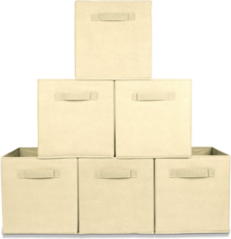 LifeGoods Kleiderschrank-Organisatoren - 6 Stück - 20L - Textil - Beige