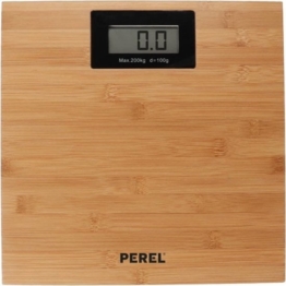Perel Personenwaage, digital, max 200 kg, LCD-Display, automatische Abschaltung, Batterieanzeige, Ãœberlastungsanzeige, Bambus