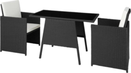 tectake - Geflechtsitzgruppe für 2 Personen, platzsparende Outdoor-Möbel, 2 Sessel und 1 Tisch, ideales Balkon-Lounge-Set, Gartenmöbel, Terrassenmöbel wetterfest - schwarz - Poly-Rattan