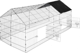 tectake - Kaninchenstall mit Sonnenschirm schwarz- 402421
