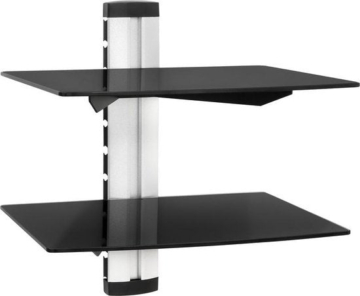 tectake - Wandsteun - muurbeugel voor o.a. DVD speler - 2 glasplaten - 400295