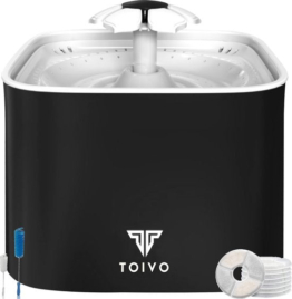 Toivo Trinkbrunnen Katze - Hund/Katze - 2,5 Liter- Inkl. 4 Filter und Reinigungswerkzeug - Wasserbrunnen Katze - Flüsterleise