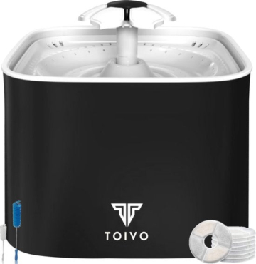Toivo Trinkbrunnen Katze - Hund/Katze - 2,5 Liter- Inkl. 4 Filter und Reinigungswerkzeug - Wasserbrunnen Katze - Flüsterleise