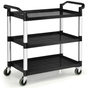 Coast 3-stufiger Servierwagen Multifunktionaler Trolley mit Griffen und 4 Rädern Küchenwagen Beistellwagen Metallwagen Schwarz