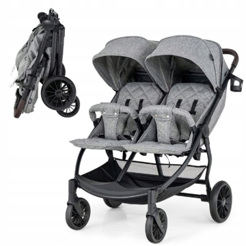 Coast Doppelkinderwagen - Max 15 kg pro Sitz - 0-3 Jahre - Grau