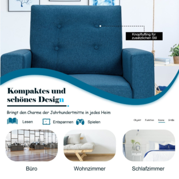 Coast Sessel mit 2 Seitenflügeln mit Armlehnen und Rückenkissen 75 x 81 x 86 cm blau