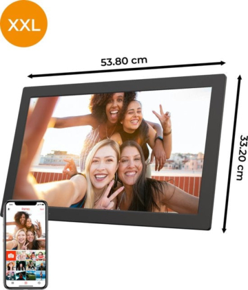 Denver - PFF2160B - Digitaler Fotorahmen - 21,5 Zoll - XXL - Full HD - Frameo App - WiFi - 32GB - IPS-Touchscreen - Schwarz