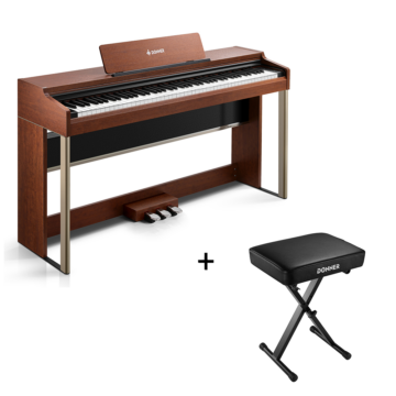 Donner DDP-200 PRO Digital Piano mit Touchscreen, Dunkelbraun / Klavier + X-Förmig Klavierhocker