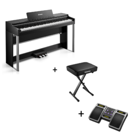 Donner DDP-200 PRO Digital Piano mit Touchscreen, Schwarz / Klavier + X-Förmig Klavierhocker + Page Turner