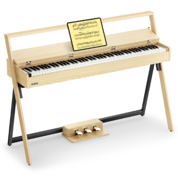 Donner OURA™ R300 88-Tasten Graded-Hammer Digitalpiano – 2×15 W, Bluetooth MIDI + Audio, Halbdämpfung, 256-fache Polyphonie, Hellholz-Optik, Helle Holzfarbe / Klavier