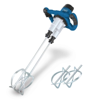 Doppel Handrührgerät PM1800D Scheppach - 1800W | bis 790 min-1 Drehzahlregulierung | Mörtel | Putz | Farbe | inkl. zwei Mixstäben