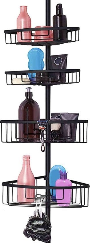 Goliving Duschständer - Bohrfreier Duschständer - Teleskopischer Duschständer - Für Decken bis zu 2,9m Höhe - Schwarz