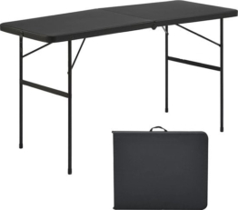 Goliving Klapptisch - Campingtisch - Outdoor-Klapptisch - Wetterfest - 122 x 60 x 74 cm - Schwarz