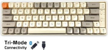 LANGTU GK65 - Kabellose mechanische Gaming-Tastatur - Dichtung - Tri-Mode - QWERTY - 65 Tasten - milchweiß