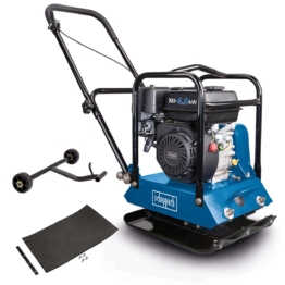 Rüttelplatte HP1200S Scheppach - 6,5PS | 60kg | 15000N | PU-Matte & Fahrwerk