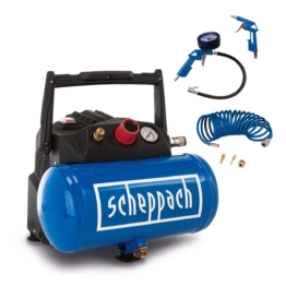 Scheppach HC06 Kompressor 230V 50Hz, 1200W 8bar 6L 192L/min 9,7kg inkl. Zubehör