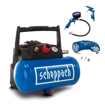 Scheppach HC06 Kompressor 230V 50Hz, 1200W 8bar 6L 192L/min 9,7kg inkl. Zubehör