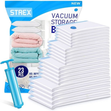 Strex Vacuum Bags Duvets & Clothes - 23 Stück / 4 Größen - Reisebeutel / Vakuumbeutel - inkl. Handpumpe