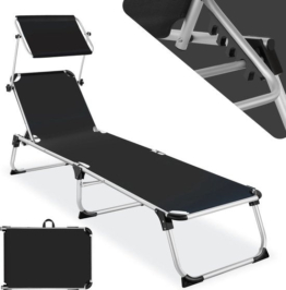 tectake - Sonnenliege Sonnenliege Aurelie - inkl. verstellbarem Schiebedach - schwarz