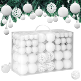 Weihnachtskugeln Weiß 100 tlg in matt glänzend & glitzernd