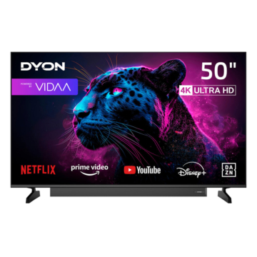 DYON Movie Smart 50 VX-S Smart LED TV, 50 Zoll (126 cm), 4K UHD, Integrierter Soundboost, Netflix, Prime Video, YouTube, DAZN, App Store, Triple Tuner