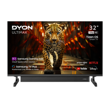 DYON Ultimax 32H-TI-WS Smart LED TV, 32 Zoll (80 cm), HD, Soundboost, Netflix, Prime Video, YouTube, uvm., Triple Tuner