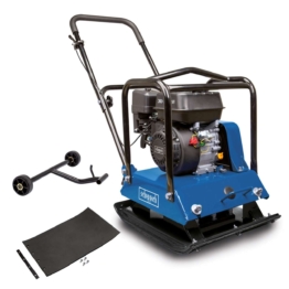 Rüttelplatte HP2200S Scheppach - 6,5PS | 102kg | 25000N | inkl. Gummimatte & Fahrvorrichtung