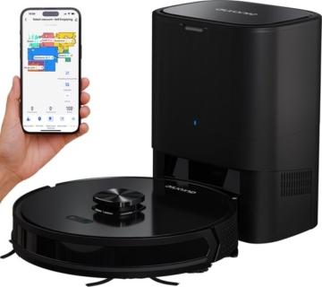 Auronic Staubsaugerroboter - mit Wischfunktion - WiFi und App - Ladestation - Haustiere - Wischroboter - Lasernavigation - automatische Entleerungsstation - Schwarz