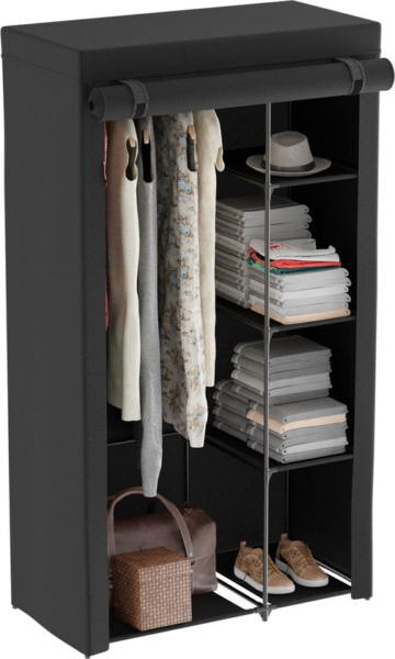 Avalo Wardrobe Fabric Foldable - 90x45x160 CM - Kleiderschrank - Schlafzimmer Kleiderschrank - Schwarz